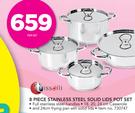 Tissolli 8 Piece Stainless Steel Solid Lids Pot Set-Per Set