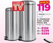 Mainstays 5Ltr Steel Dome Pedal Bin