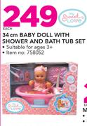 My Sweet 34cm Baby Doll With Shower And Bath Tub Set