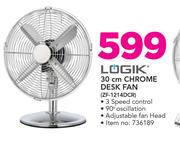 Logik 30cm Chrome Desk Fan(ZF-121 4DCR)