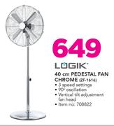 Logik 40cm Pedestal Fan Chrome(ZF-1616)