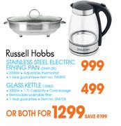Russell Hobbs Stainless Steel Electric Frying Pan RHFP-05 + 1.7Ltr Glass Kettle 15082