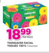 Twinsaver Facial Tissue-180's Per Pack