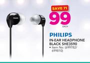 Philips In-Ear Black Headphone SHE3590