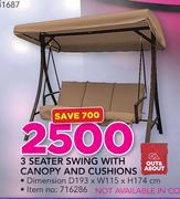 Out & About 3 Seater Swing With Canopy And Cushions
