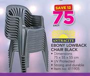 Antracite Ebony Lowback Black Chair-Each