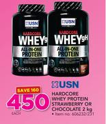 USN Hardcore Whey Protein Strawberry Or Chocolate-2kg Each