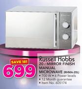 Russell Hobbs 20ltr Mirror Finish Manual Microwave RHMA-20L