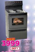 Defy 4 Plate Solid Black Stove DSS497
