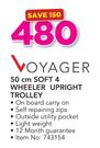 Voyager 50cm Soft 4 Wheeler Upright Trolley