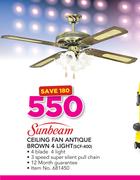 Sunbeam Ceiling Fan Antique Brown 4 Light SCF-400