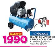 Tradeair 50ltr Air Compressor 5-Piece Accessory