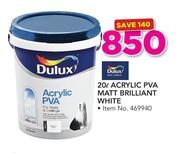 Dulux 20ltr Acrylic PVA Matt Brilliant White
