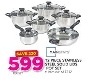 Mainstays 12 Piece Stainless Steel Solid Lids Pot Set-Per Set