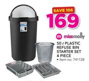 Miss Molly 5ltr Plastic Refuse Bin Set 4 Piece