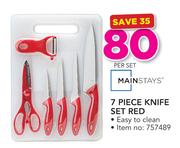 Mainstays 7 Piece  Knife Set Red-Per Set