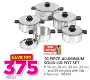 Bon Voyage 10 Piece Aluminium Solid Lid Pot Set-Per Set