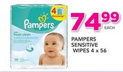 Pampers Sensitive Wipes 4 x 56-Each