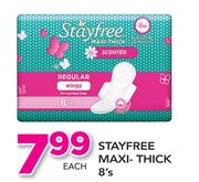 Stayfree Maxi-Thick 8’s-Each