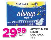 Always Maxi Night Duo Pack 16’s-Each
