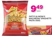 Fatti’s & Moni’s Macaroni/Spaghetti Pasta-500g Each