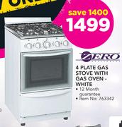 Zero 4 Plate Gas Stove With Gas Oven White