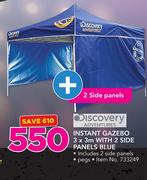 Discovery Adventures Instant Gazebo 3 x 3m With 2 Side Panels Blue