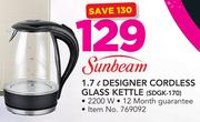 Sunbeam 1.7Ltr Designer Cordless Glass Kettle SDGK-170