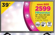 Hisense 39" Full HD LED TV HX39N2176F