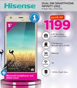 Hisense Dual Sim Smartphone Infinity U962 With Plus Bluetooth Headphones & Phone Cover