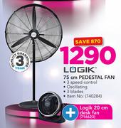 Logik 75cm Pedestal Fan With Plus Logik 20cm Desk Fan