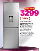Defy 425Ltr Bottom Freezer Fridge Metallic DAC617