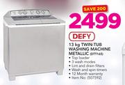 Defy 13Kg Twin Tub Washing Machine Meatllic DTT165
