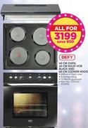 Defy 60cm Oven, 60cm Solid Hob Black & 60cm Cooker Hood-All For