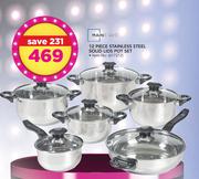 Mainstays 12 Piece Stainless Steel Solid Lids Pot Set-Per Set