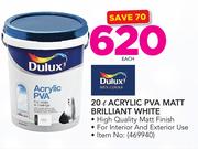Dulux Acrylic PVA Matt Brilliant White-Each