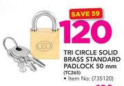 Tri Circle Solid Brass Standard Padlock 50mm TC265