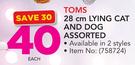 Toms 28cm Lying Cat And Dog Assorted-Each
