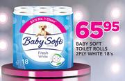 Baby Soft Toilet Rolls 2 Ply White 18's
