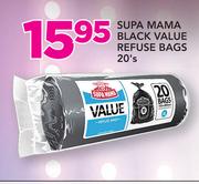 Supa Mama Black Value Refuse Bags-20's