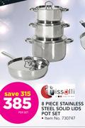 Tissolli 8 Piece Stainless Steel Solid Lids Pot Set-Per Set