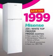 Hisense 220Ltr White Top Freezer Fridge H220TWH