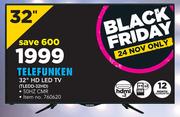 Telefunken 32" HD LED TV TLEDD-32HD