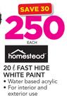 Homestead Fast Hide White Paint-20Ltr