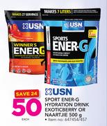 USN Sport Ener G Hydration Drink Exoticberry Or naartjie-500g Each