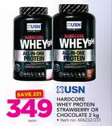 USN Hardcore Whey Protein Strawberry Or Chocolate-2Kg Each