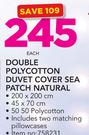 Sheraton Double Polycotton Duvet Cover Sea Patch Natural-Each