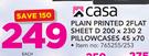 Casa Plain Printed 2 Flat Sheet D 200 x 230 2 Pillowcases-Each