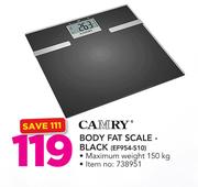 Camry Body Fat Scale Black EF954-S10