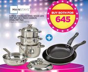 Mainstays 8 Piece Stainless Steel Solid Lids Pot Set Or 2 Pack carbon Steel Fry Pan-Both For